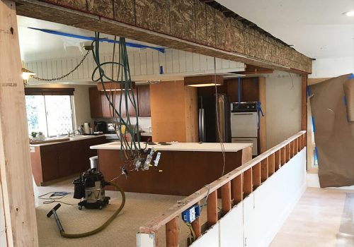 Structural plan showing removal of load-bearing wall